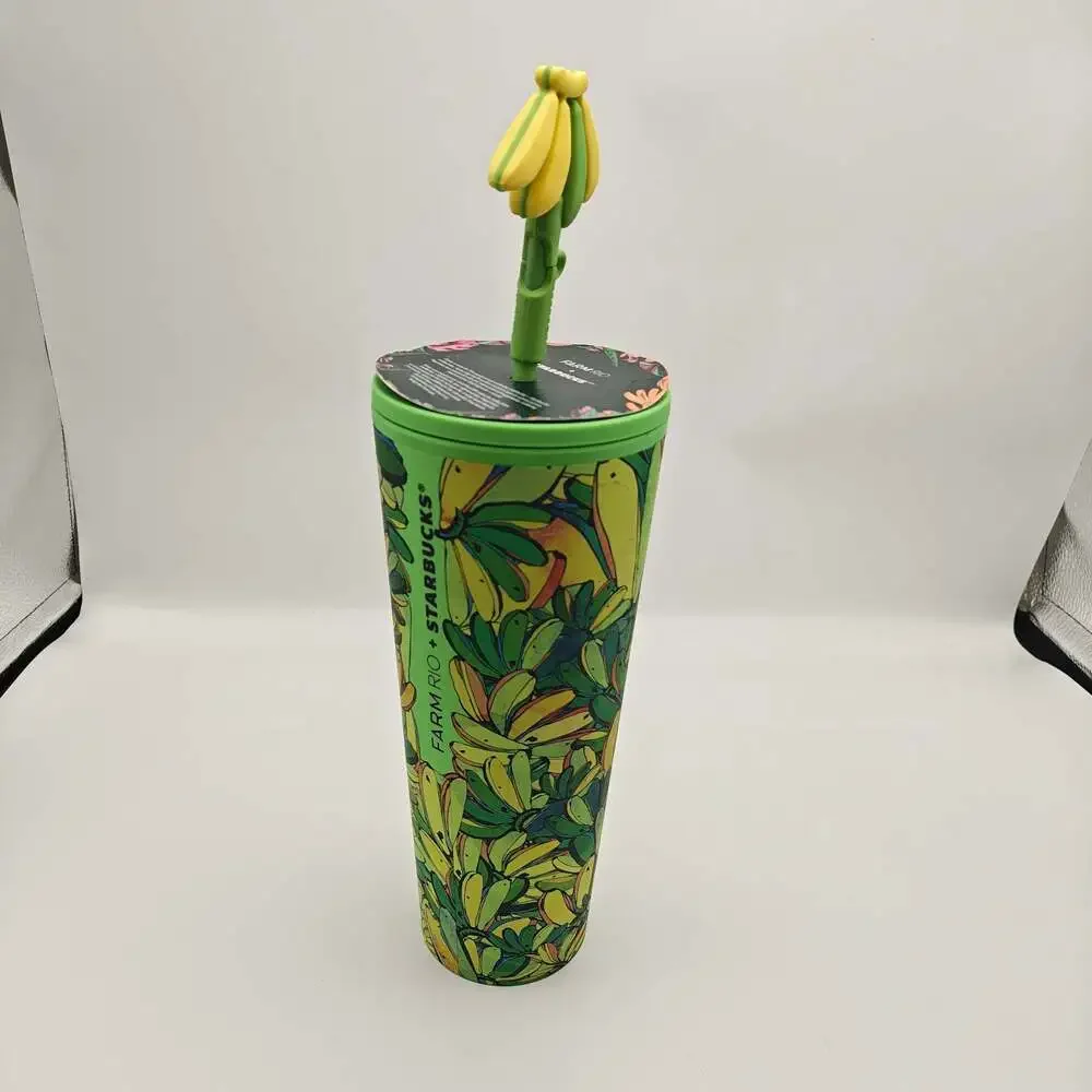 Starbucks x FARM Rio Banana Board Cold Cup Tumbler with Straw Topper 24 oz